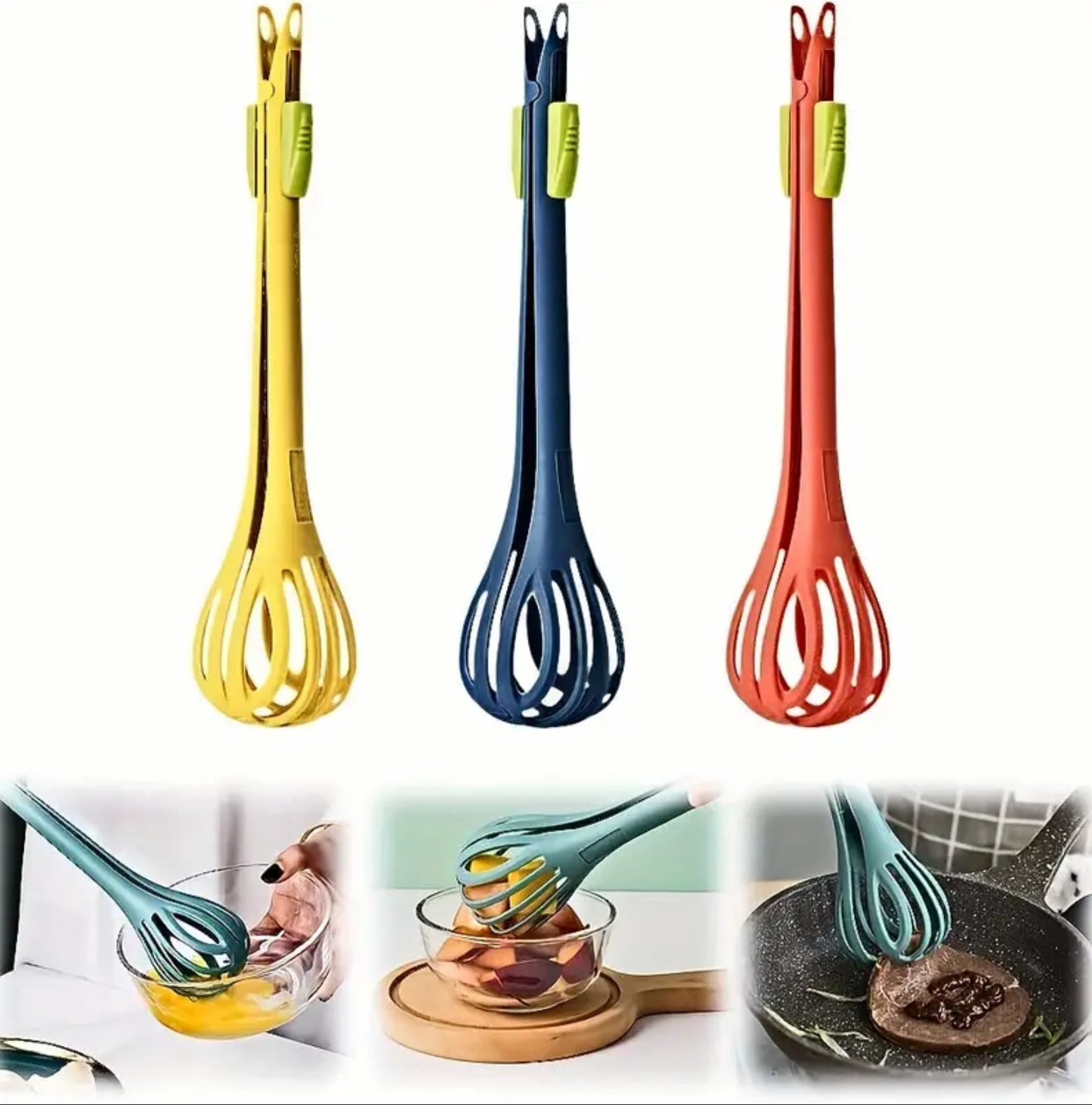 Kitchen Tongs Nylon Egg Whisk, Beater Whisker Food Tongs Salad Mixer for Cooking, Mixing, Barbecue