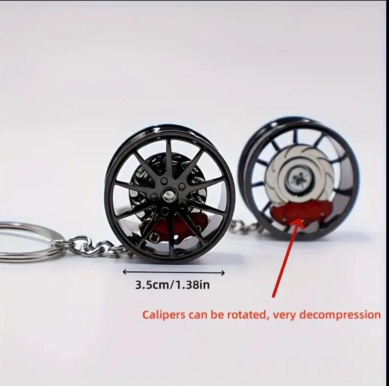 Brake 360 rotating car keychain pendant, creative car keychain decoration, a unique gift for car lovers