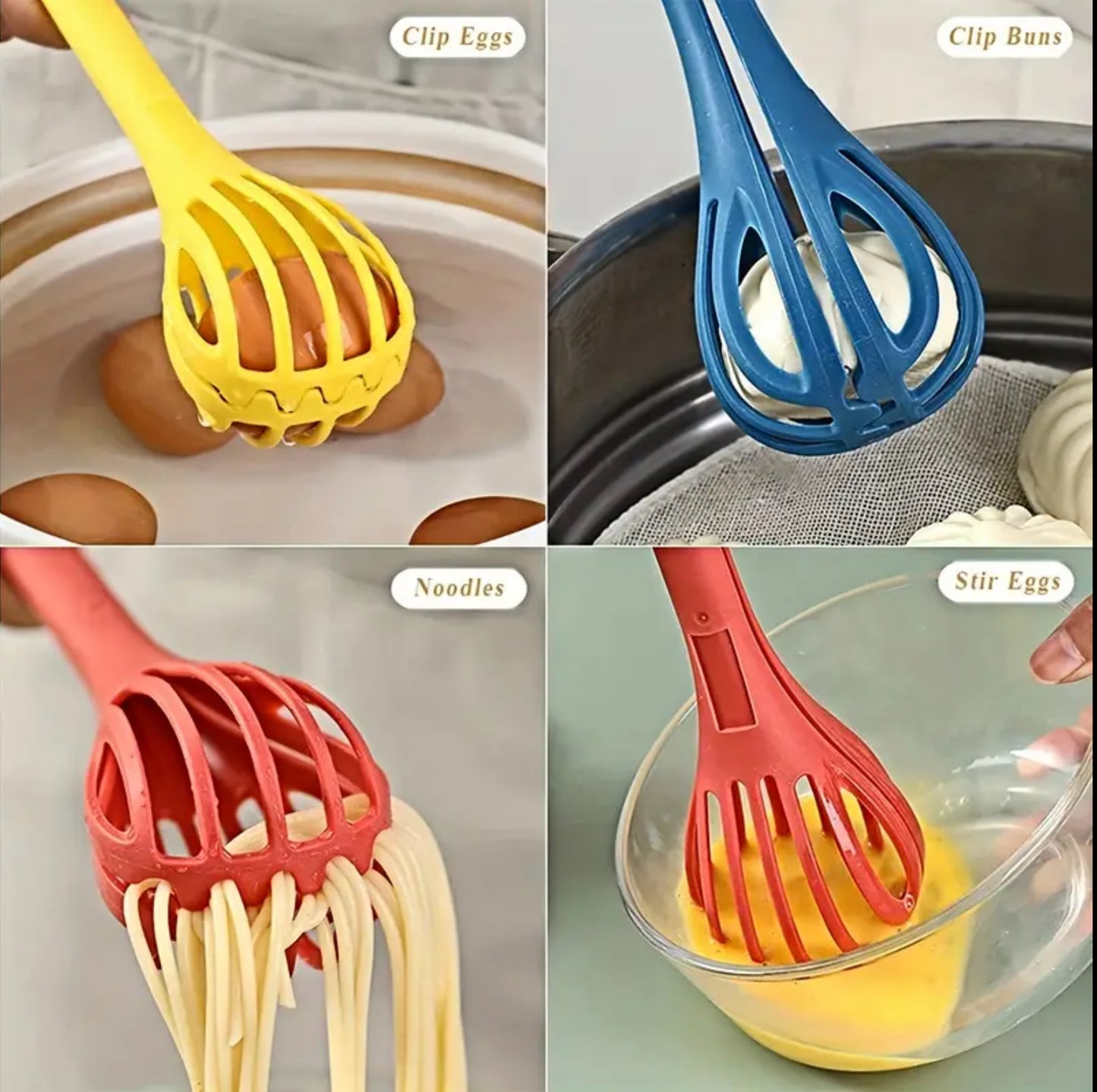 Kitchen Tongs Nylon Egg Whisk, Beater Whisker Food Tongs Salad Mixer for Cooking, Mixing, Barbecue