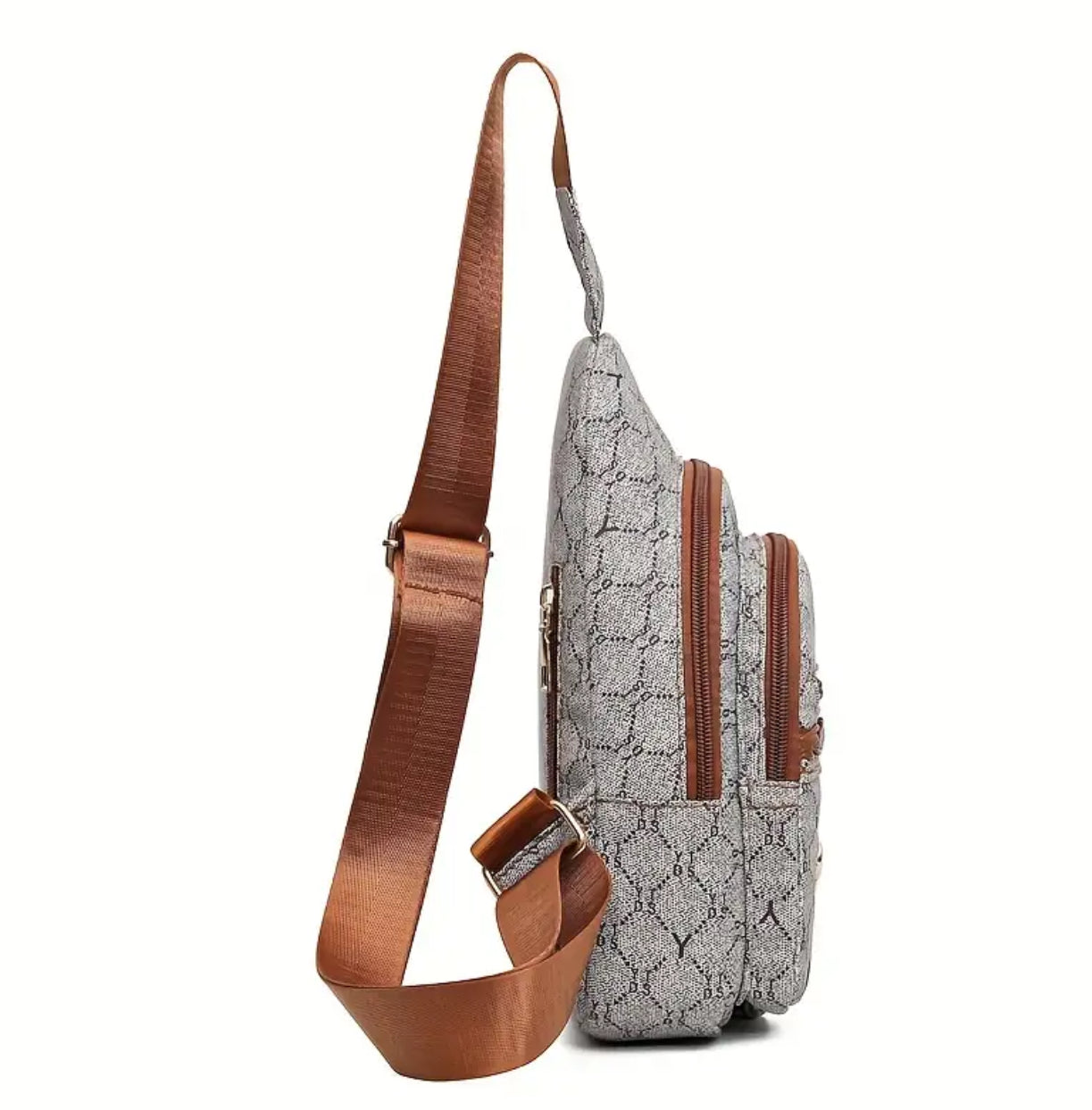 Geometric Pattern Sling Bag, Multi Zipper Crossbody Bag, Casual Chest Bag For Outdoor Travel Sports